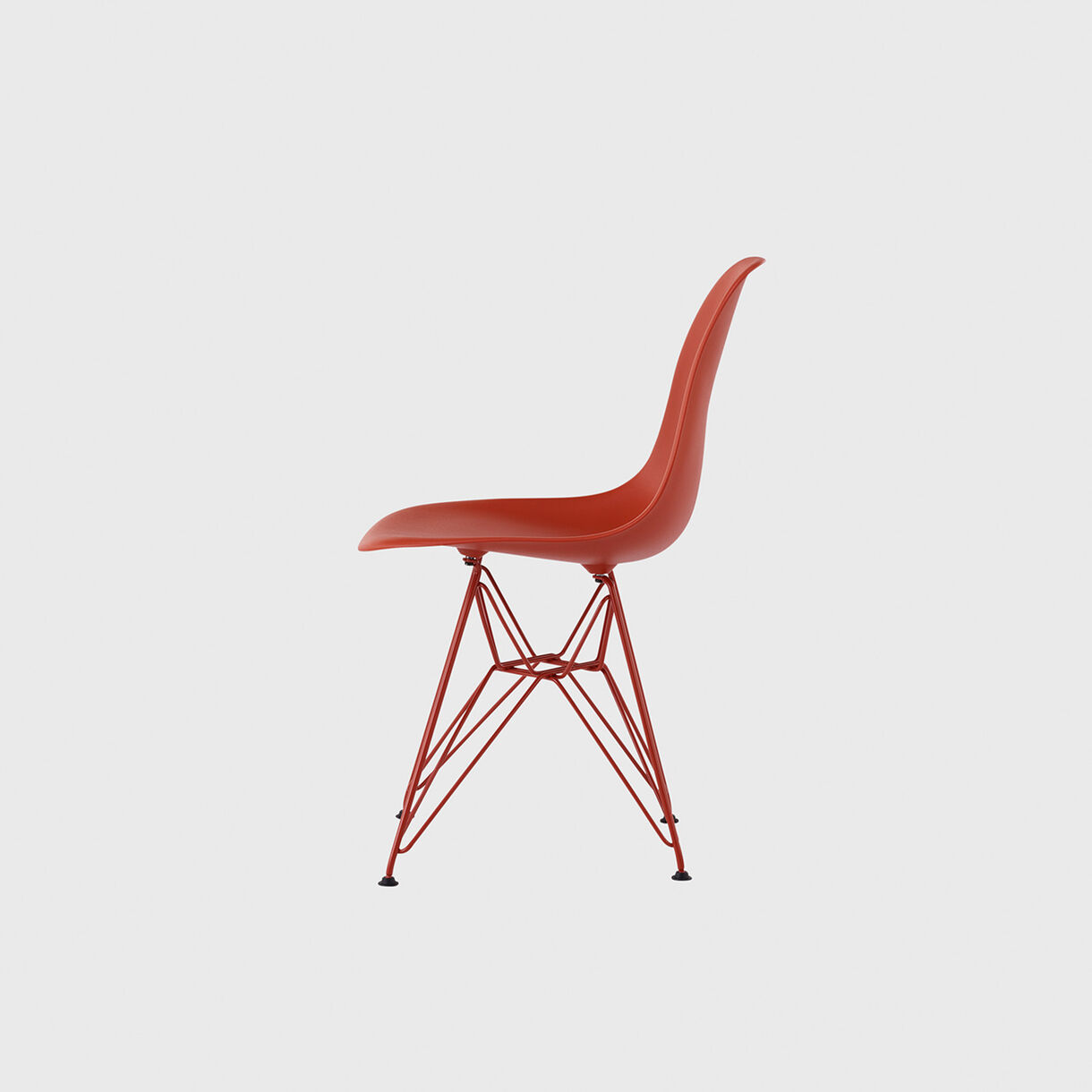 HM x Hay Eames Moulded Plastic Side Chair, Wire Base, Iron Red