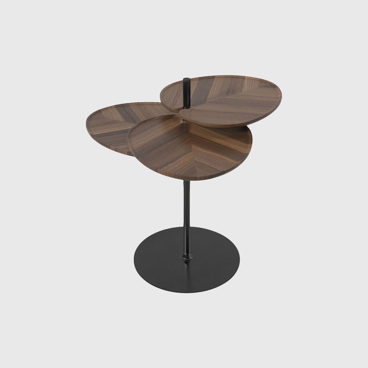 Leaf-3 Side Table, Walnut & Black