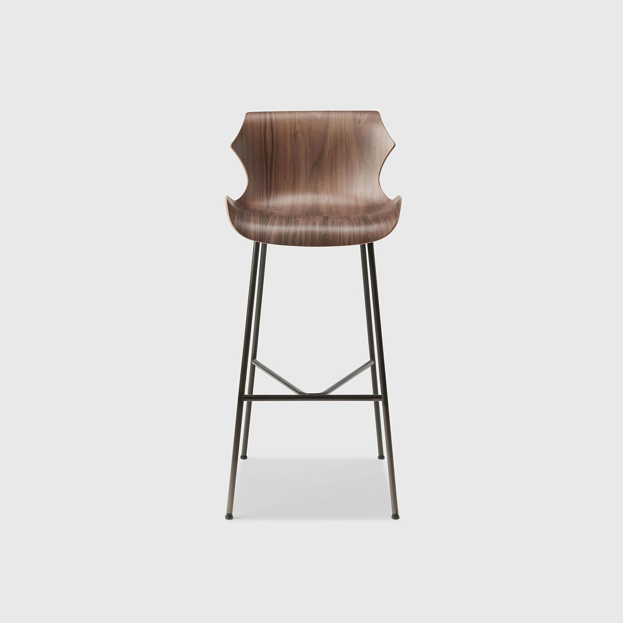 Petal Metal Base Bar Stool, Walnut