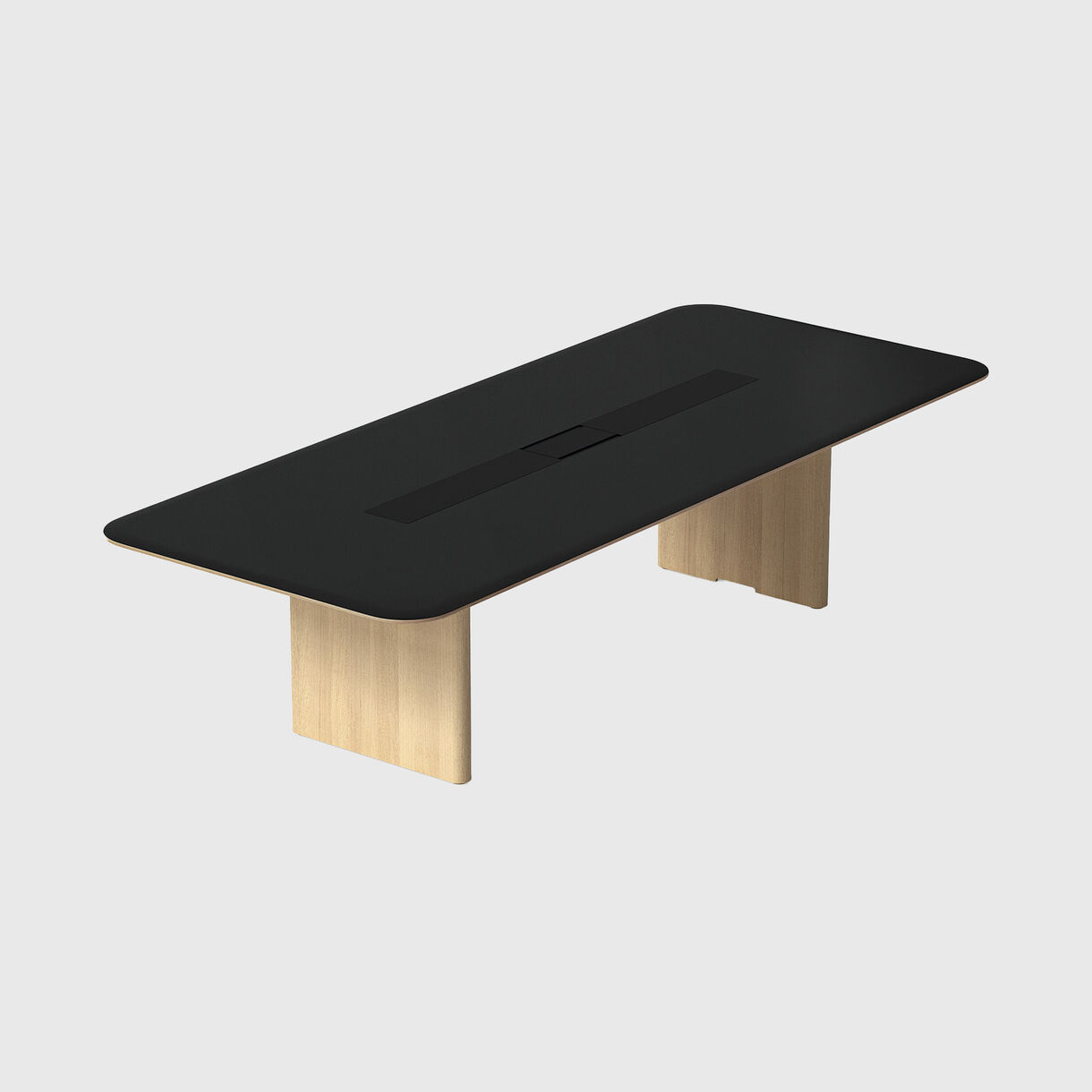 Aion Table, Side Panels, Black Oak