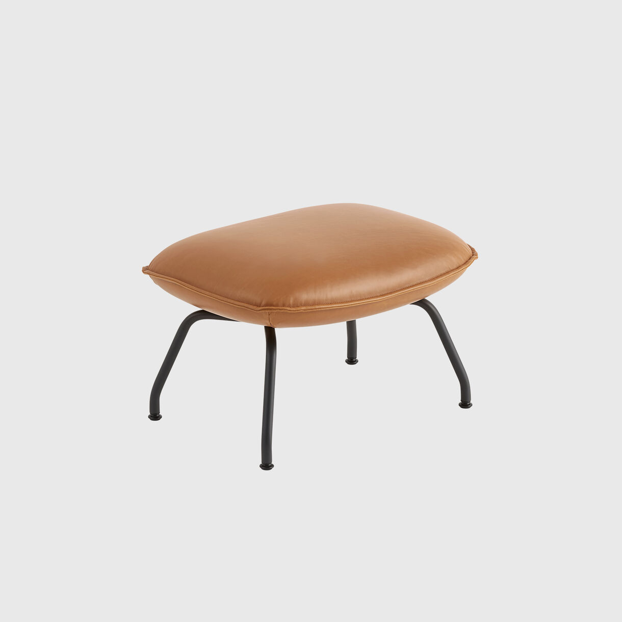 Doze Ottoman, Cognac Leather & Black Base