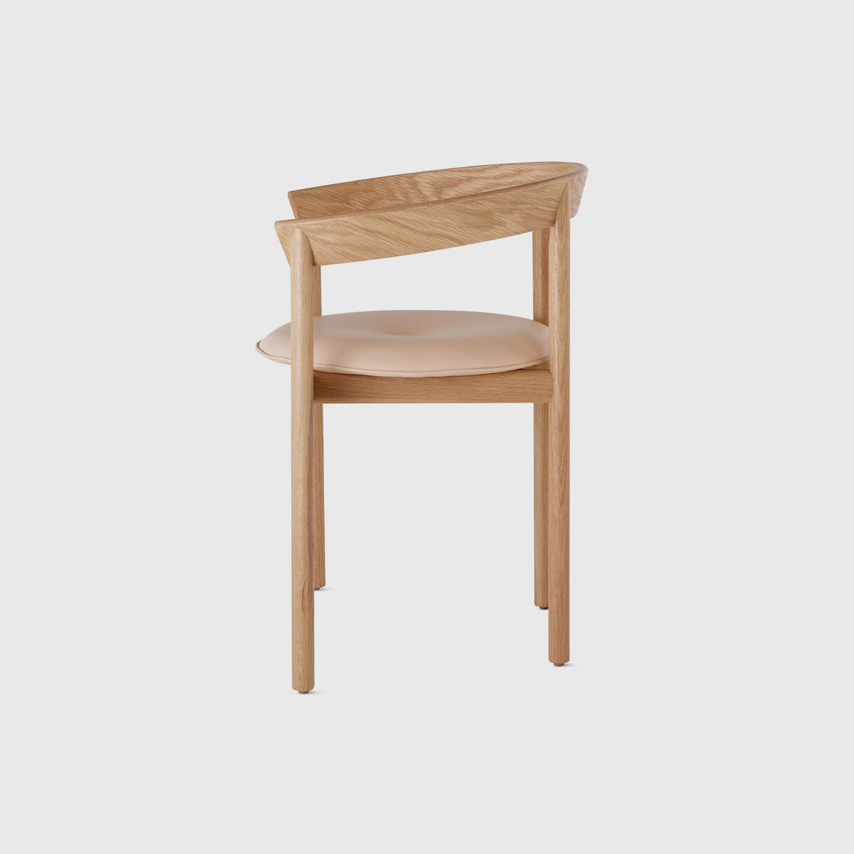Comma Chair with Arms, White Oak & Tearose Leather