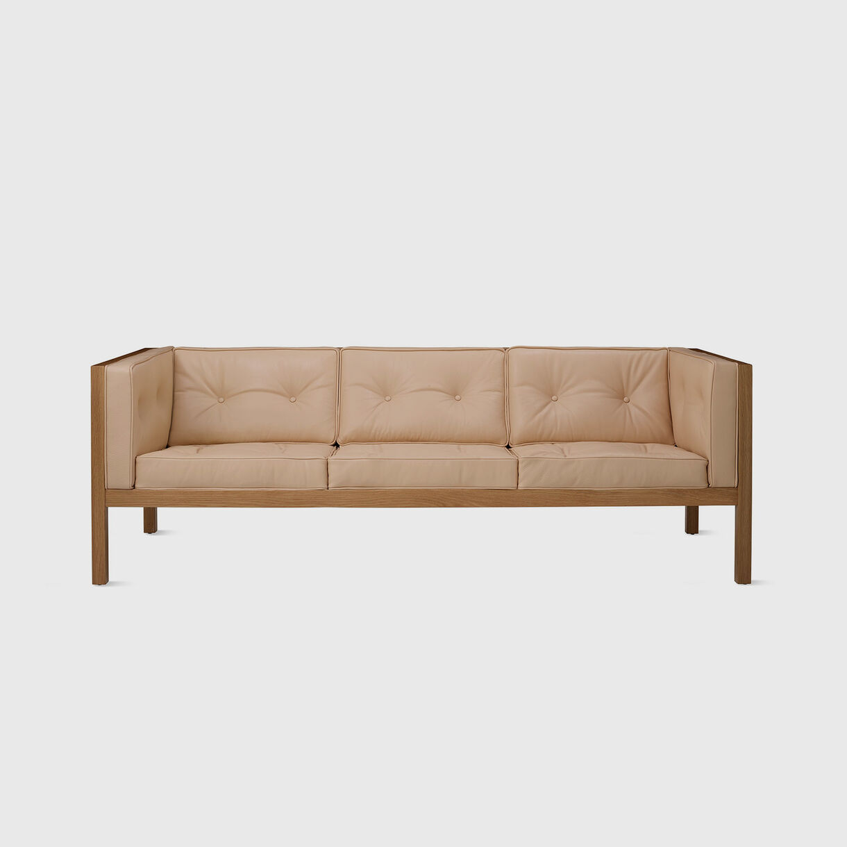 Nelson Cube Sofa, 2070mm, White Oak & Balsa Leather