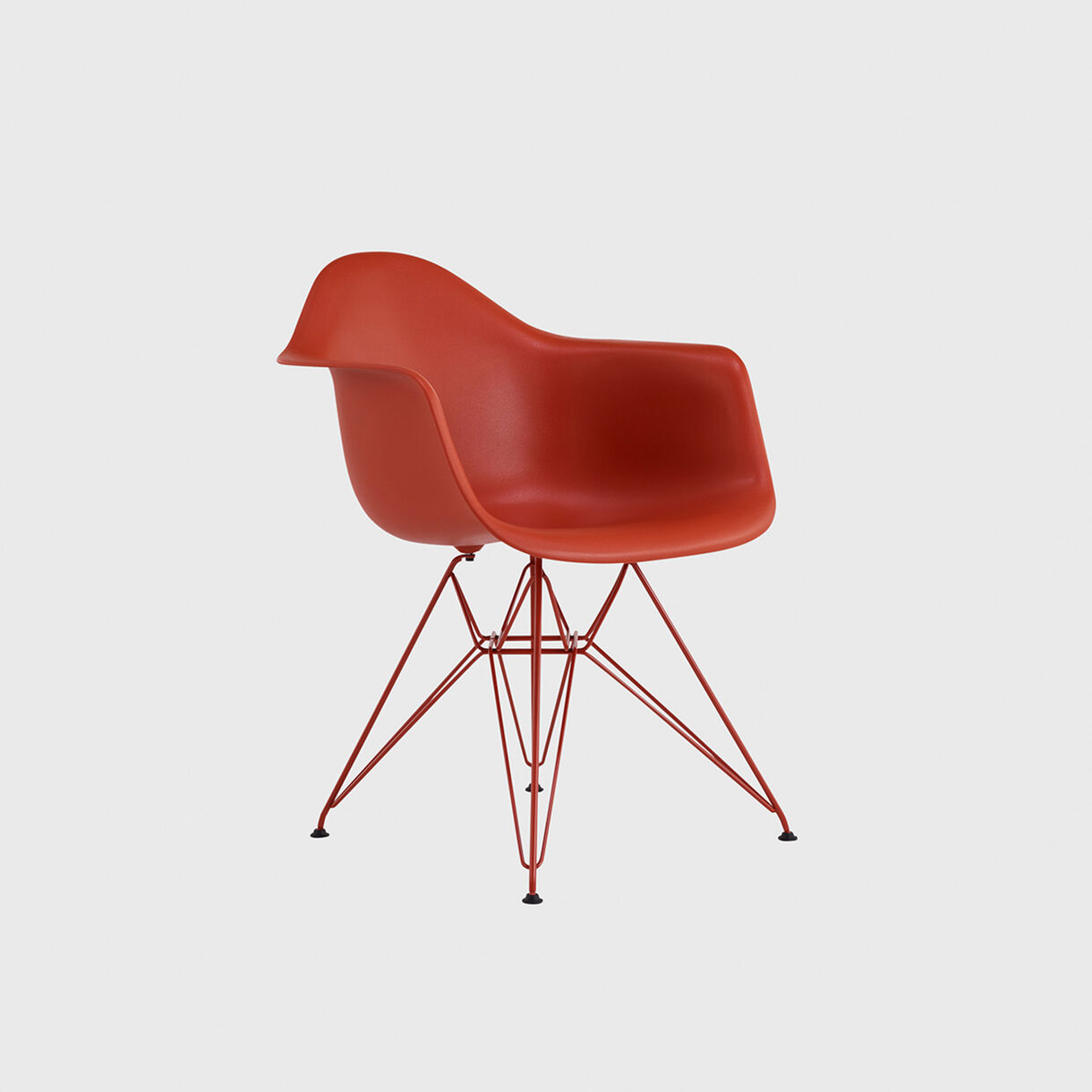 Eames Moulded Plastic Armchair, Wire Base, Iron Red