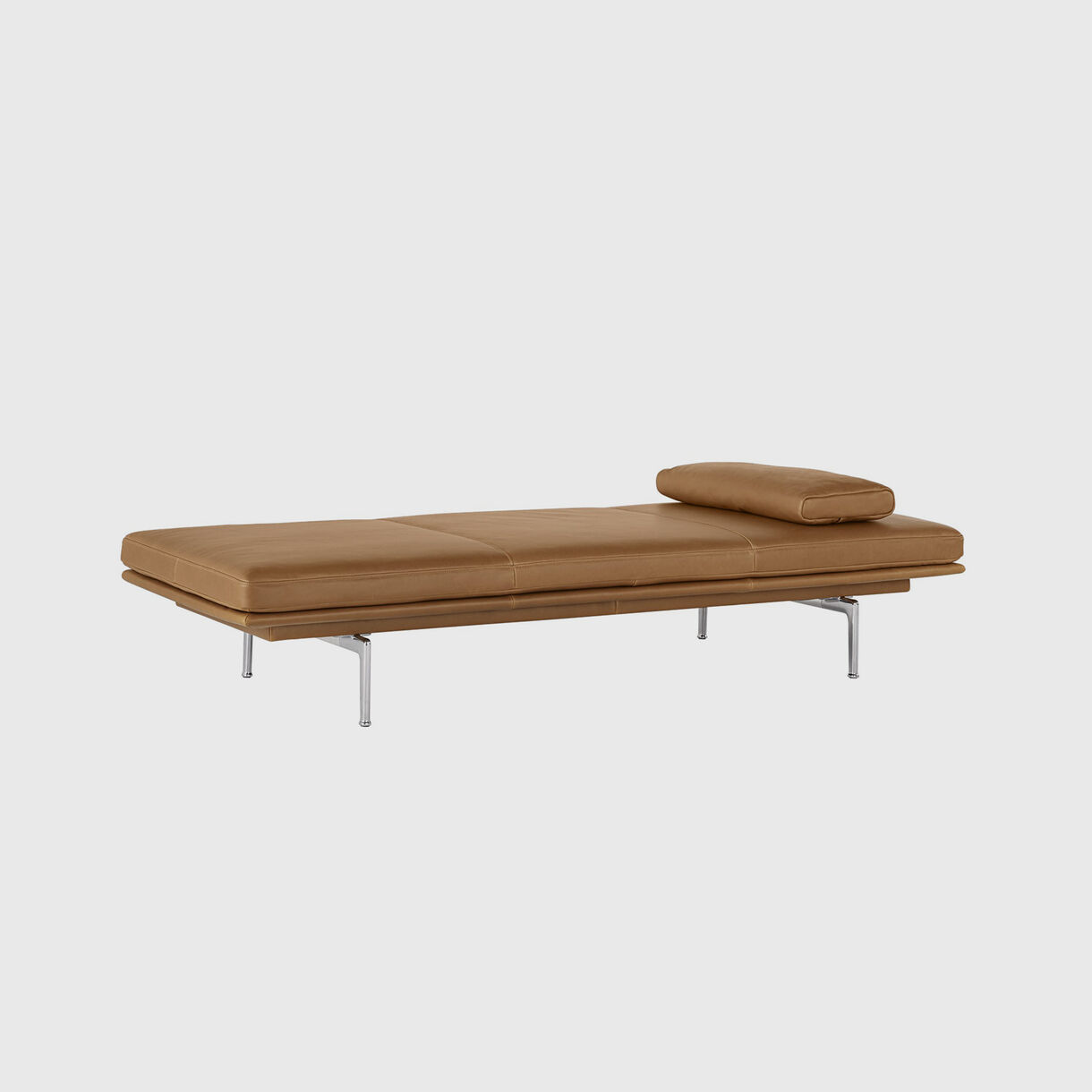 Outline Daybed, Cognac Leather & Aluminium Base