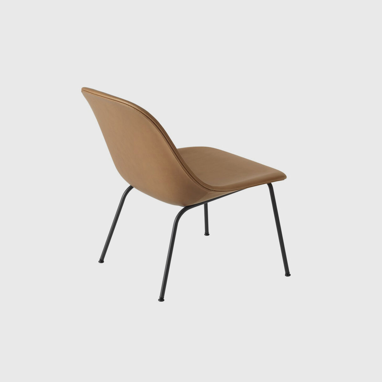 Fiber Lounge Chair Tube Base, Upholstered, Cognac Leather
