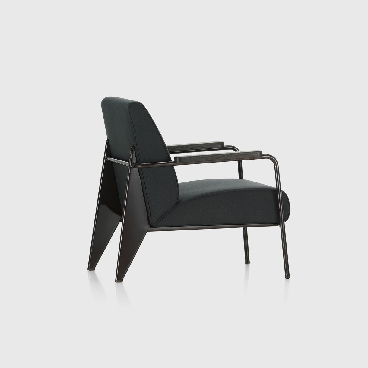 Fauteuil de Salon Armchair, Twill Dark Grey, Dark Oak, Deep Black