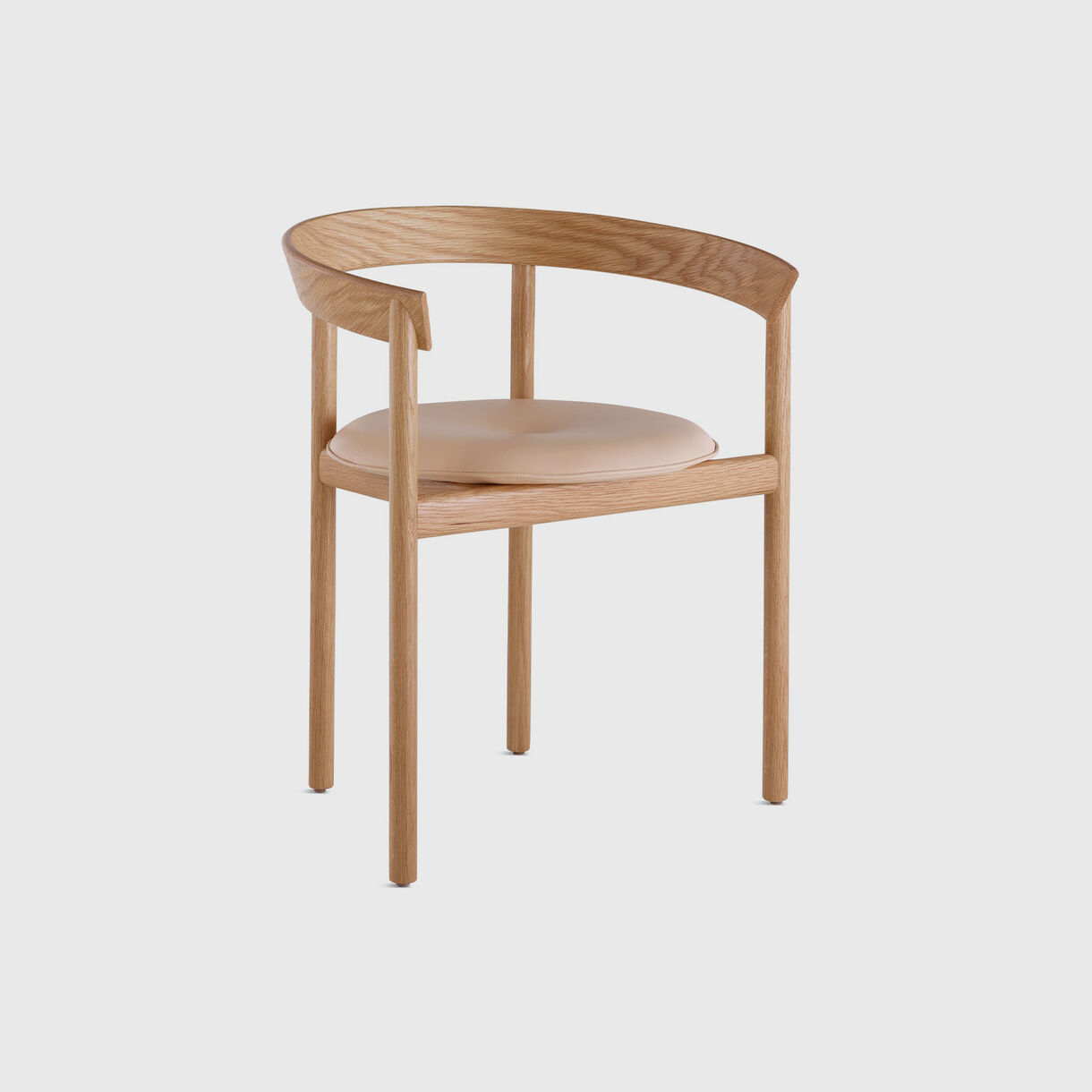 Comma Chair with Arms, White Oak & Tearose Leather