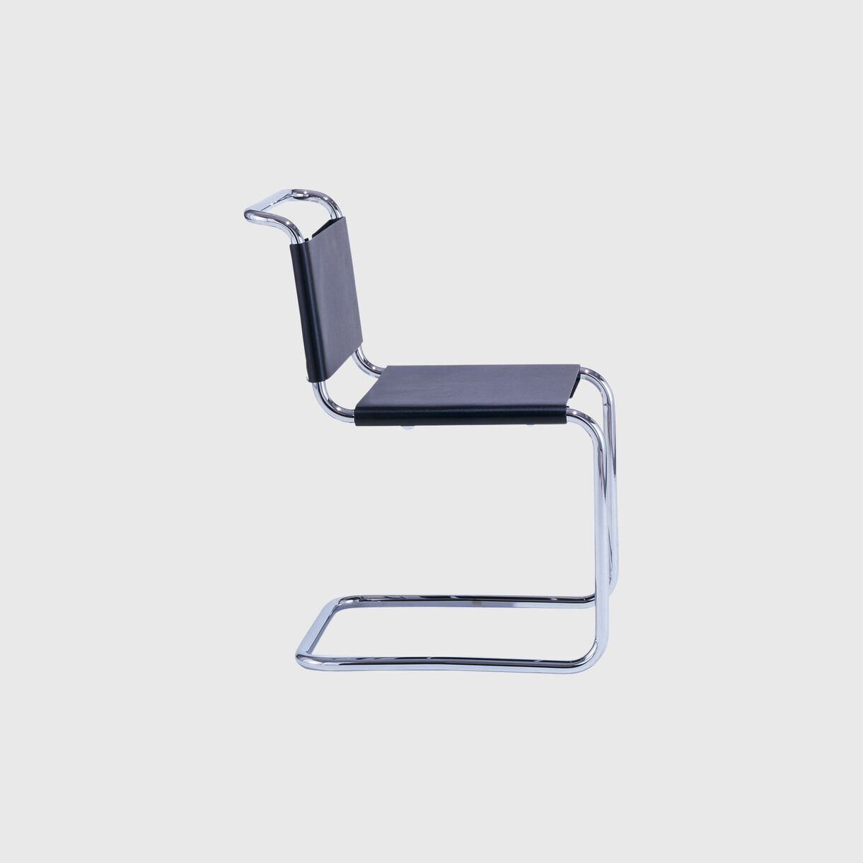 Spoleto Chair, Black Leather, Chrome