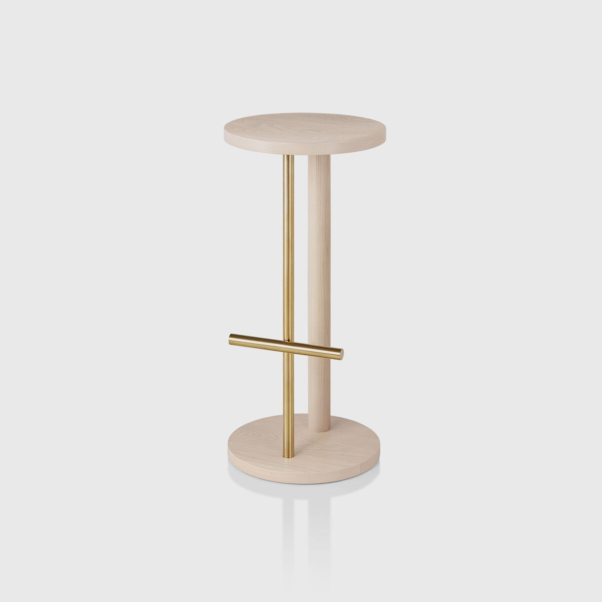 Spot Stool, Bar Height, White Ash & Brass