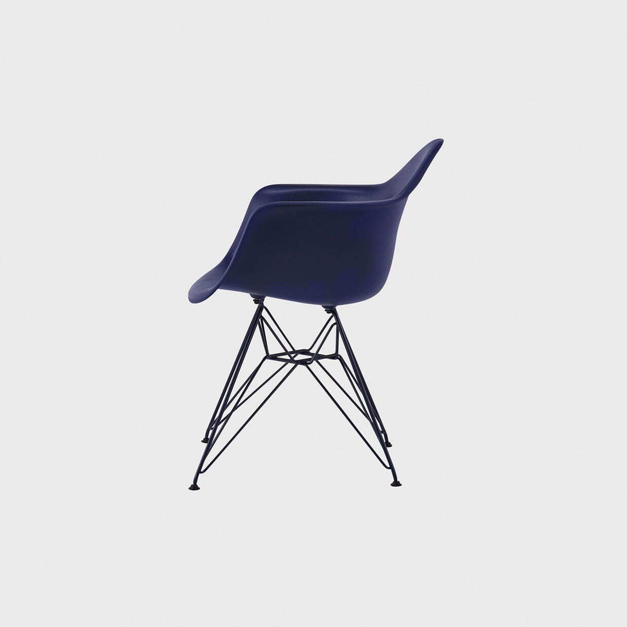 Eames Moulded Plastic Armchair, Wire Base, Black Blue