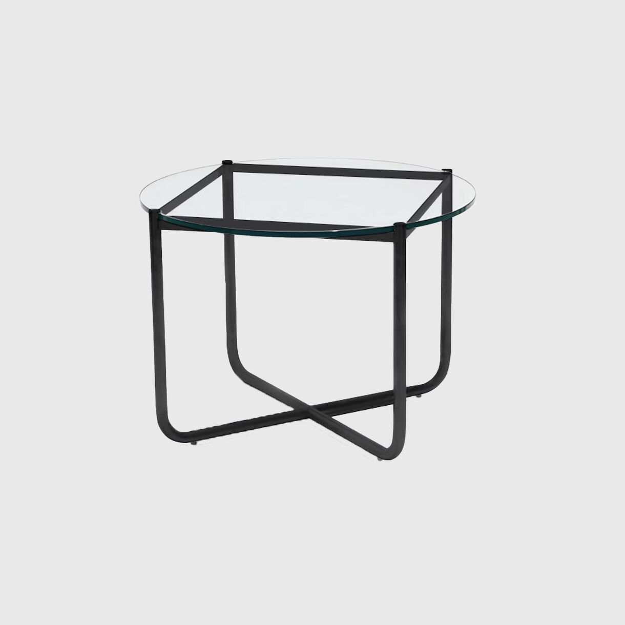 MR Side Table, Clear Glass, Black