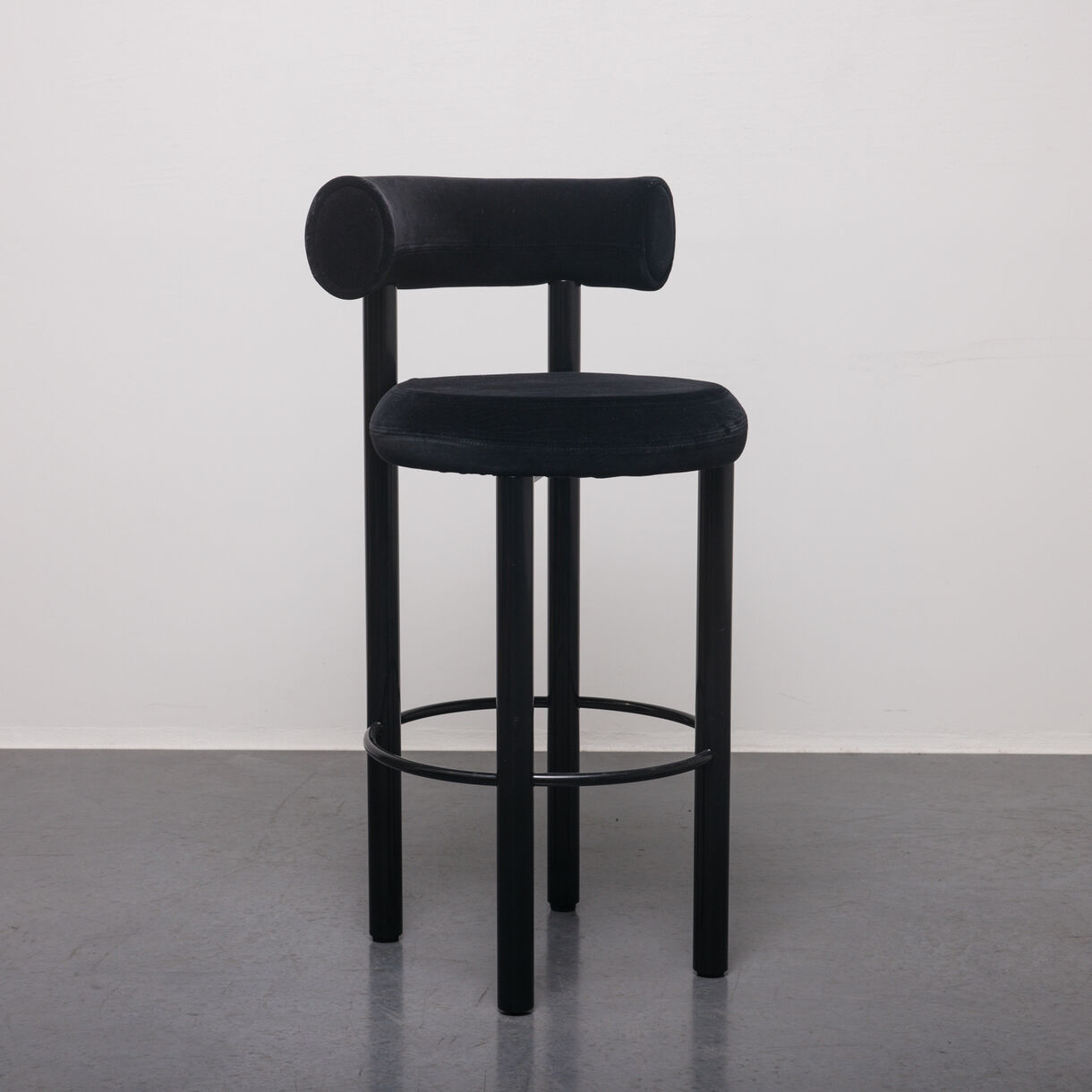 Fat Bar Stool, Black Steel and Fab A Upholstery
