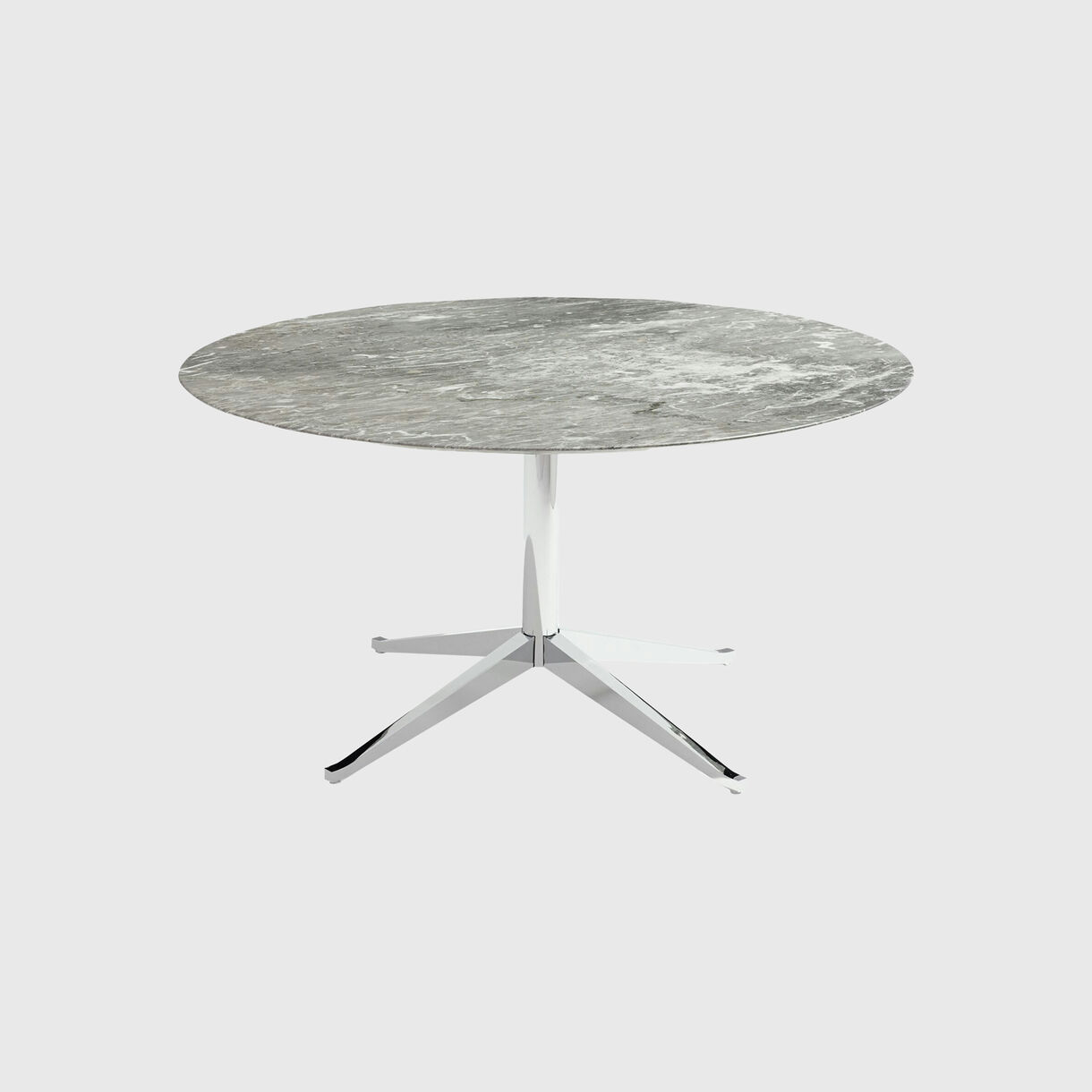 Florence Knoll Table Desk, Round, Grey Marble