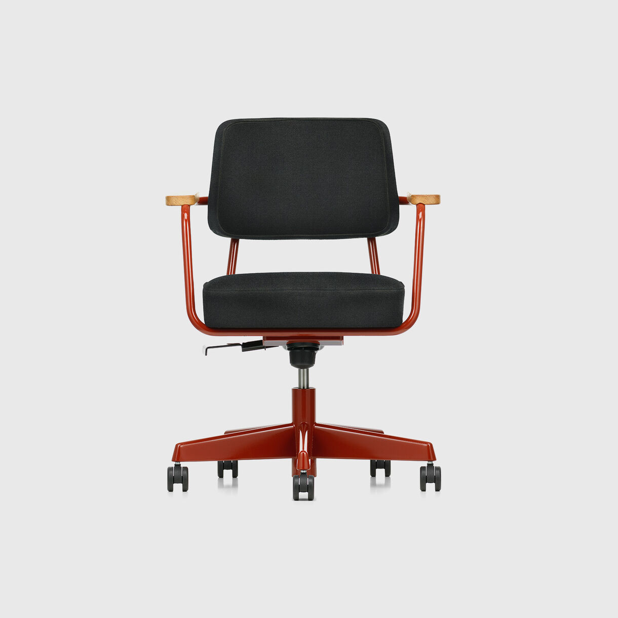 Fauteuil Direction Pivotant Armchair, Twill Dark Grey, Japanese Red