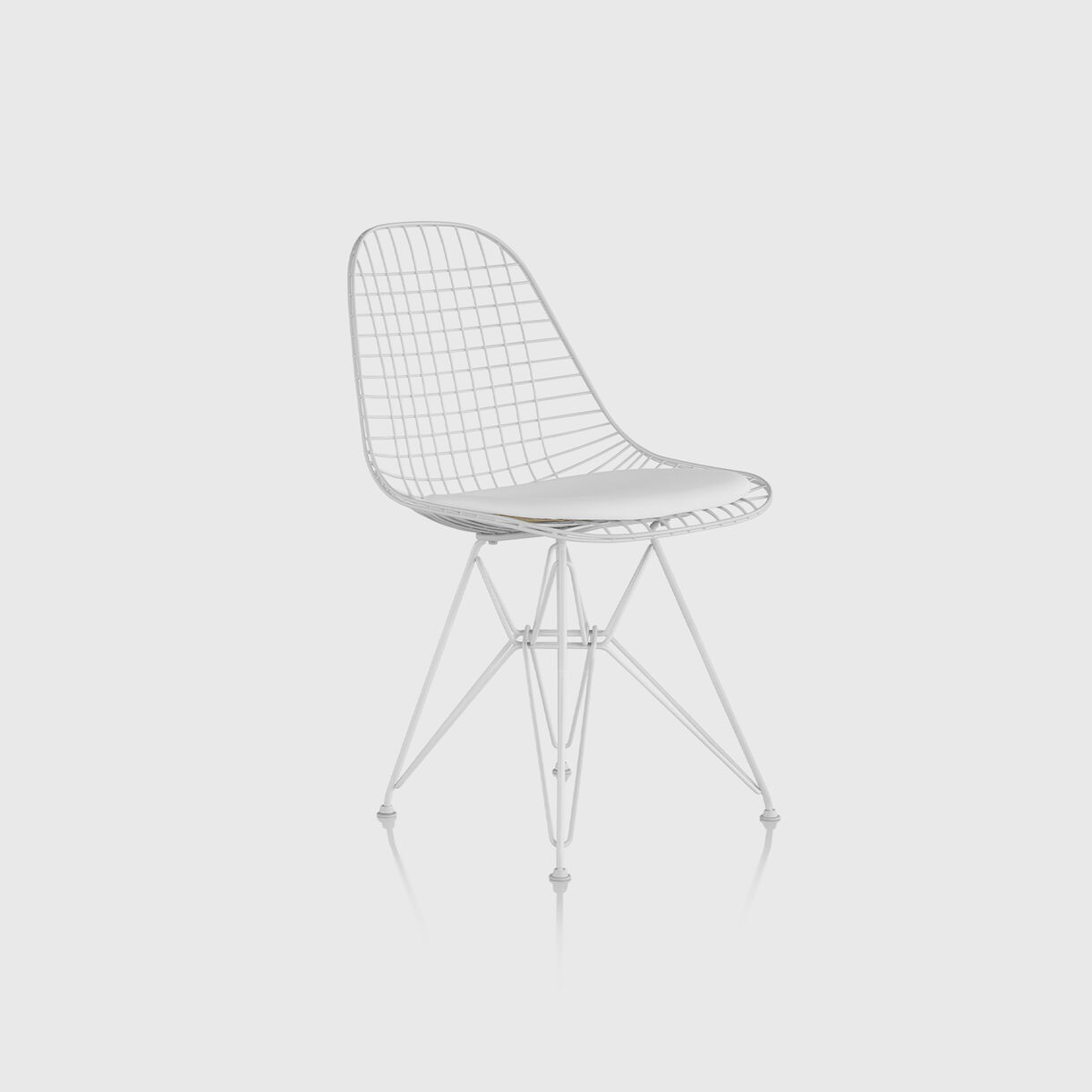 Eames Wire Chair with Upholstered Seat Pad, Wire Base, White