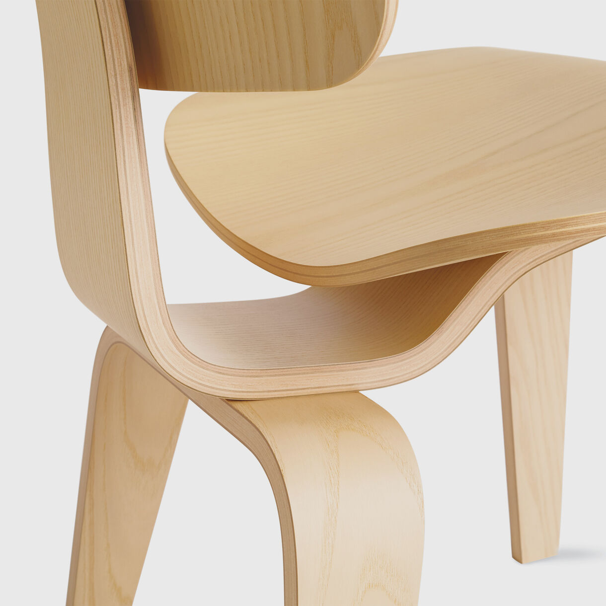 Eames Moulded Plywood Dining Chair, Wood Base, White Ash