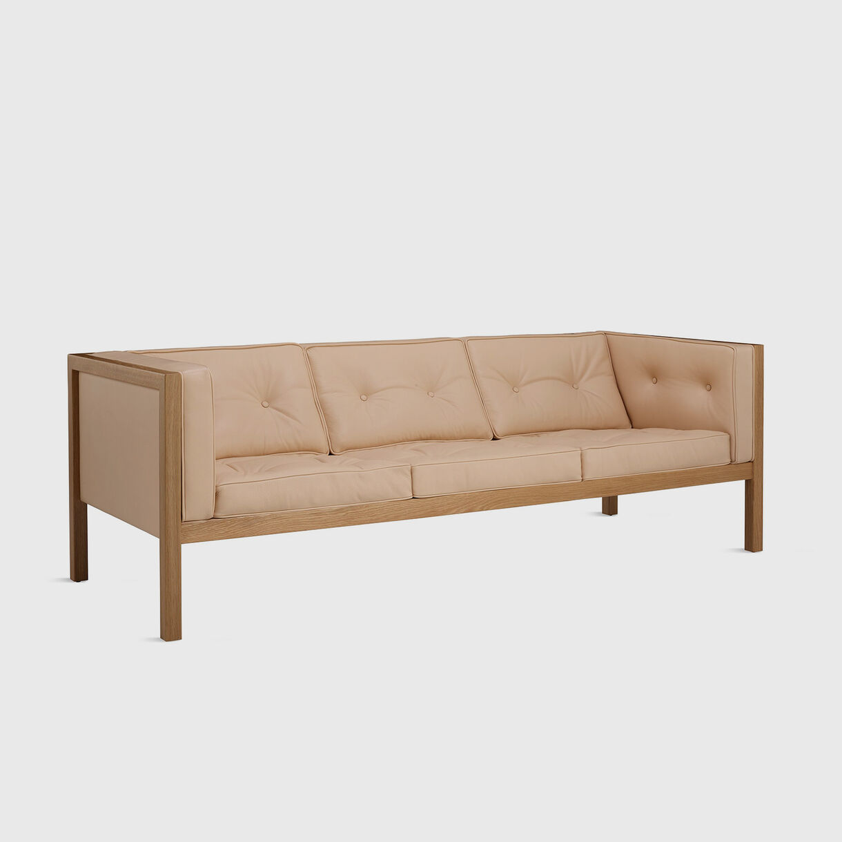 Nelson Cube Sofa, 2070mm, White Oak & Balsa Leather