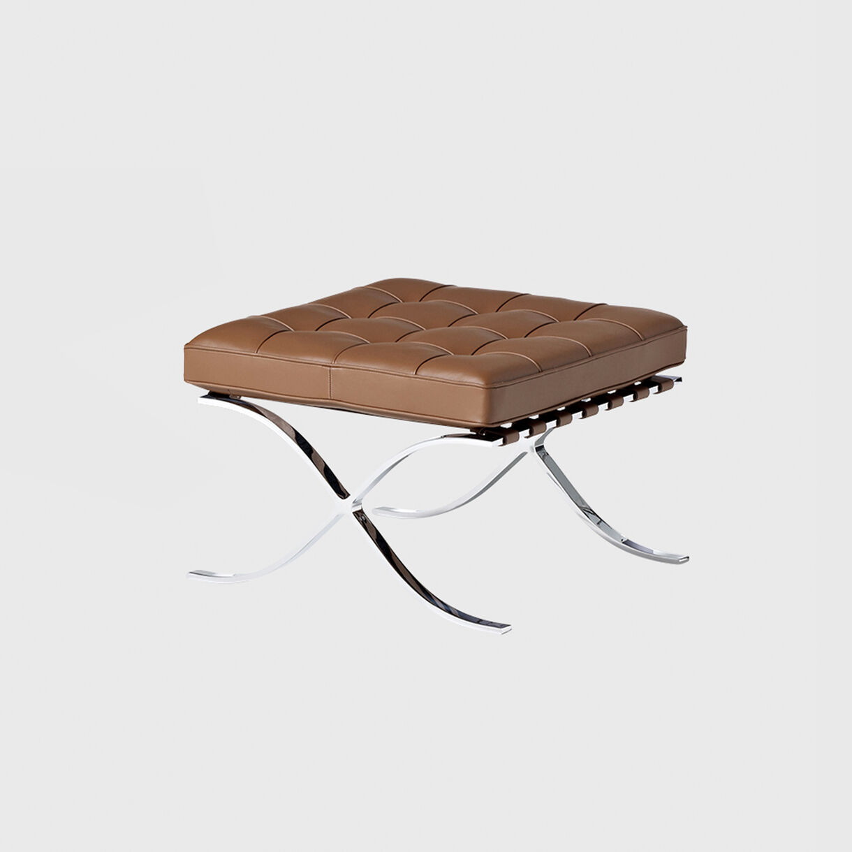 Barcelona Ottoman, Cognac Venezia Leather, Chrome