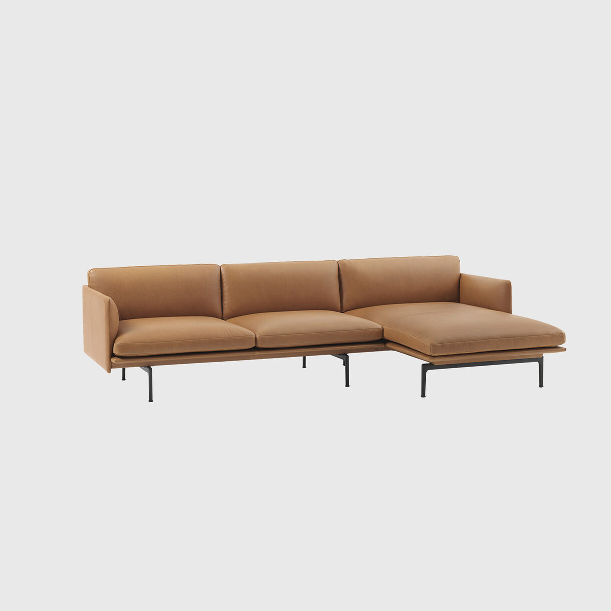 Outline Chaise Sofa, Right, Cognac Leather