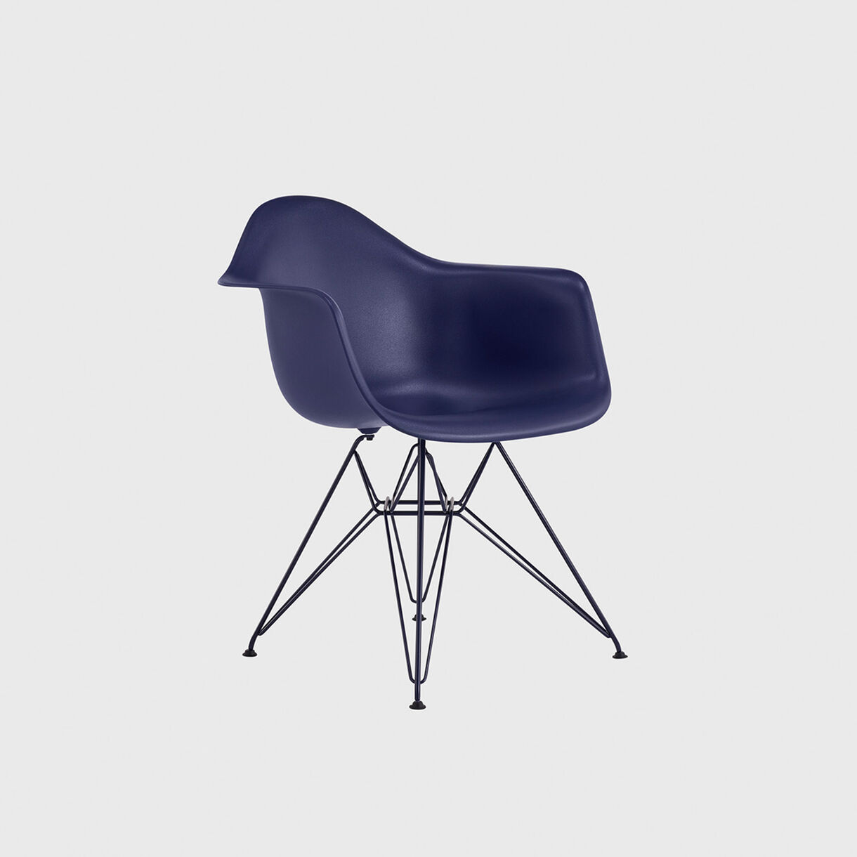 Eames Moulded Plastic Armchair, Wire Base, Black Blue