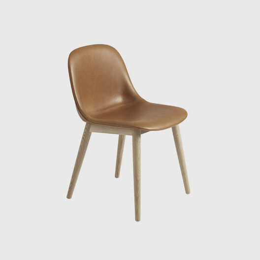 Fiber Side Chair, Wood Base, Upholstered