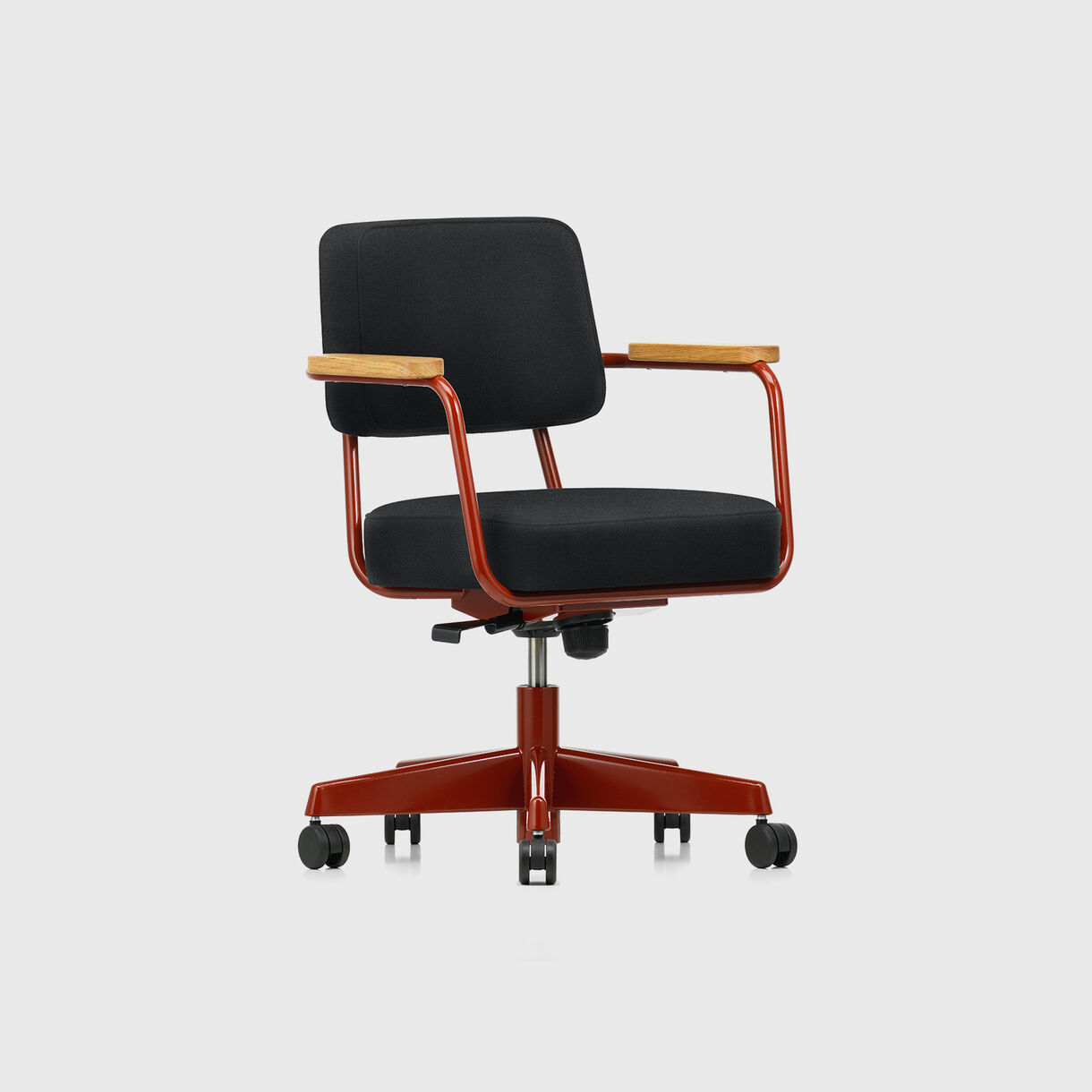 Fauteuil Direction Pivotant Armchair, Twill Dark Grey, Japanese Red