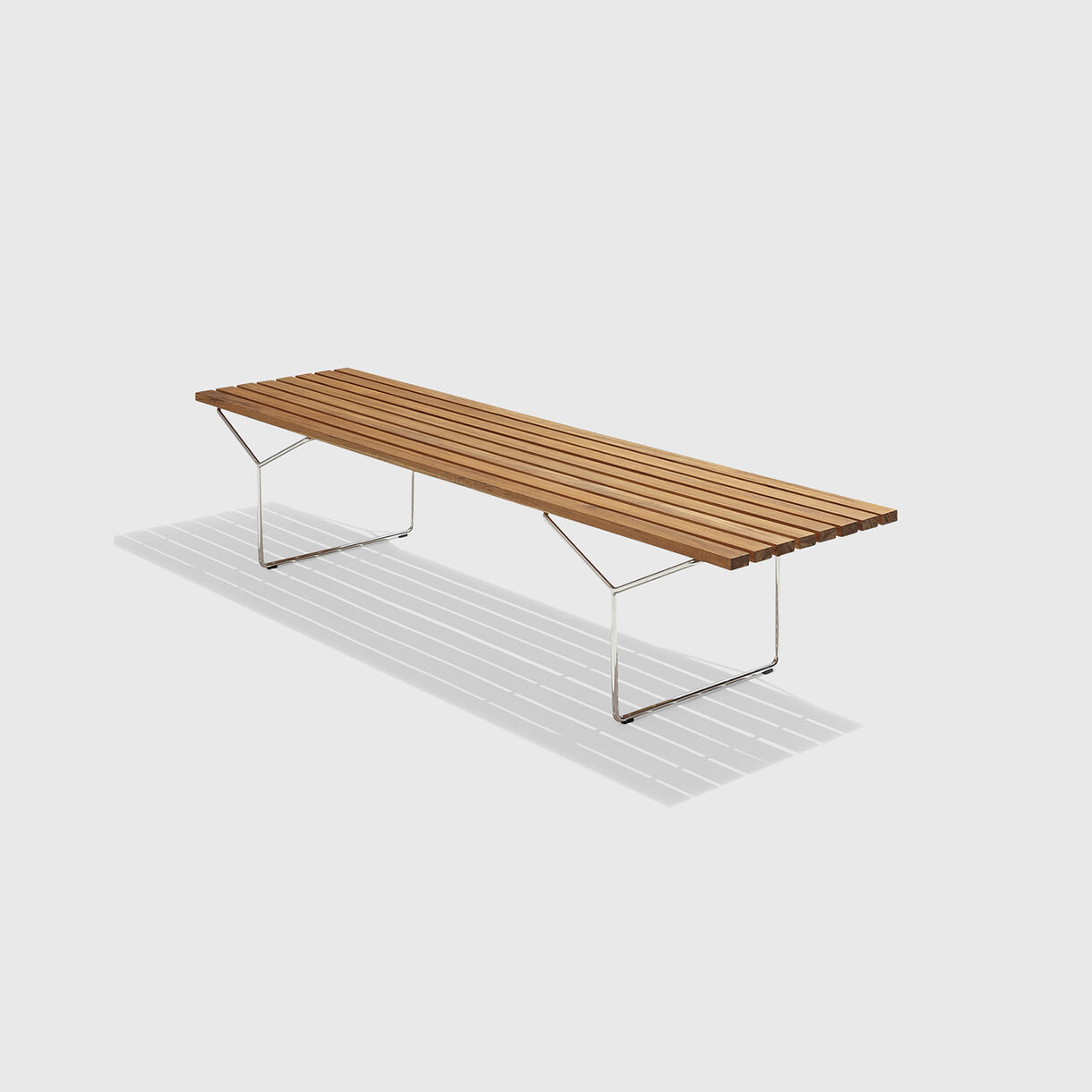 Bertoia Bench, Teak, Stainless Steel