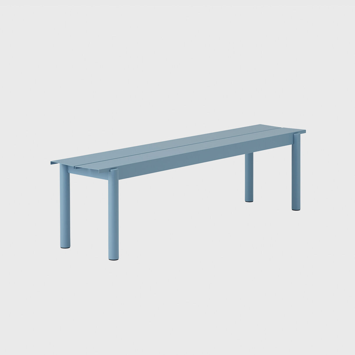 Linear Steel Bench, Long, Pale Blue