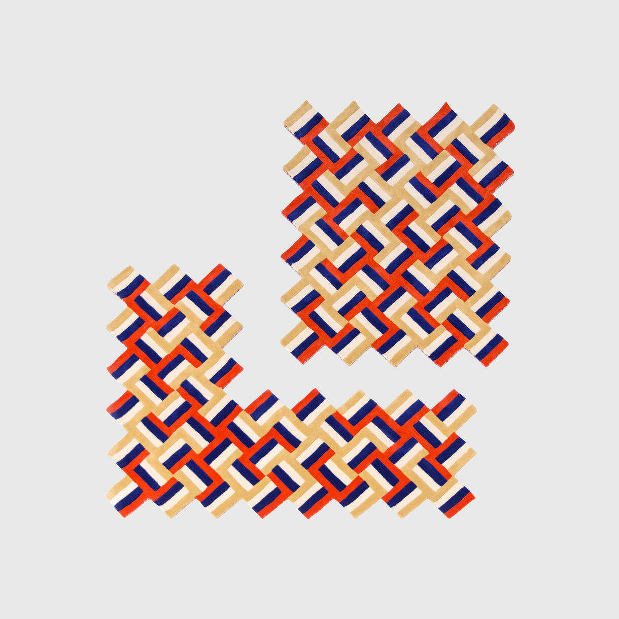 Cross Rug, Red, Blue & Camel