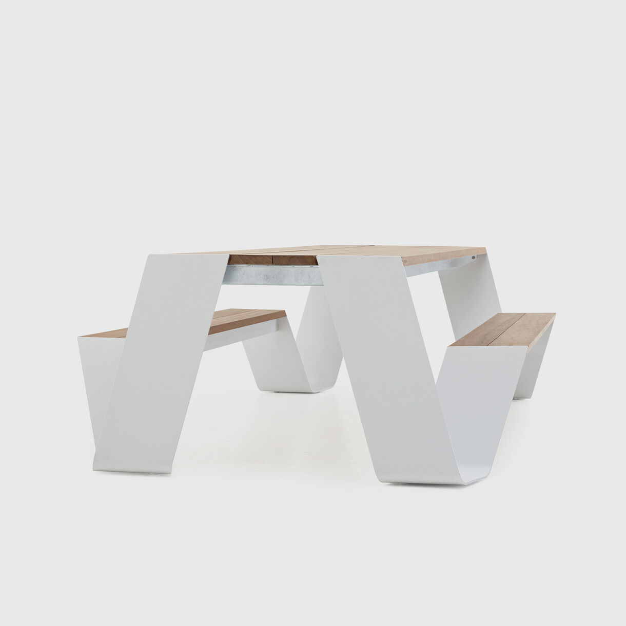 Hopper Picnic Table, Iroko & White