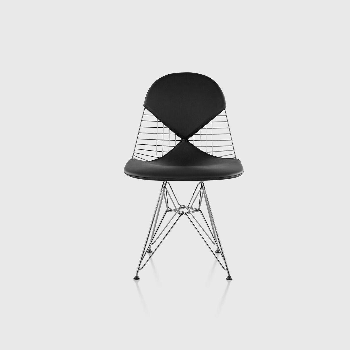 Eames Wire Base Chair, Bikini Pad, Black Leather