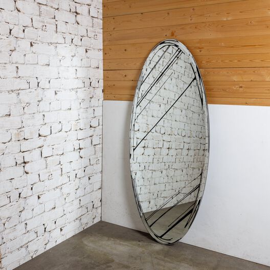 Oval Mirror, Black Etching