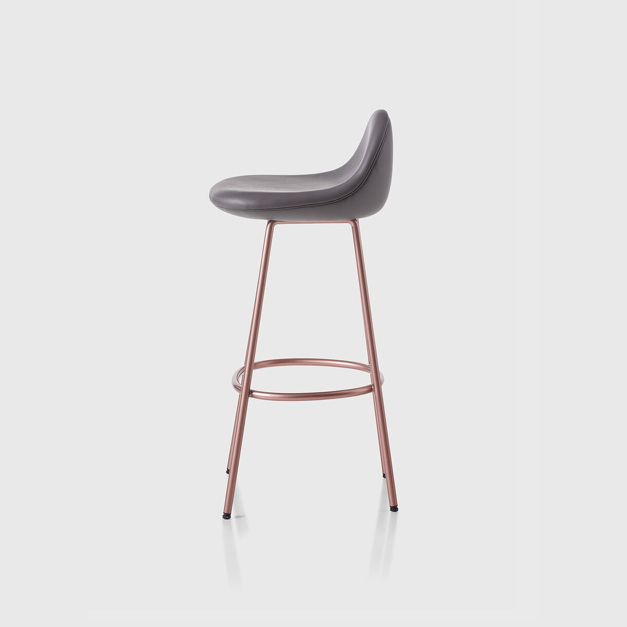 Pebble Padded Bar Stool, Leather & Copper Base