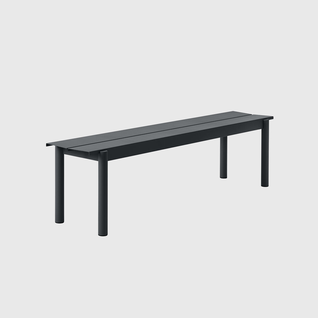 Linear Steel Bench Long, Black