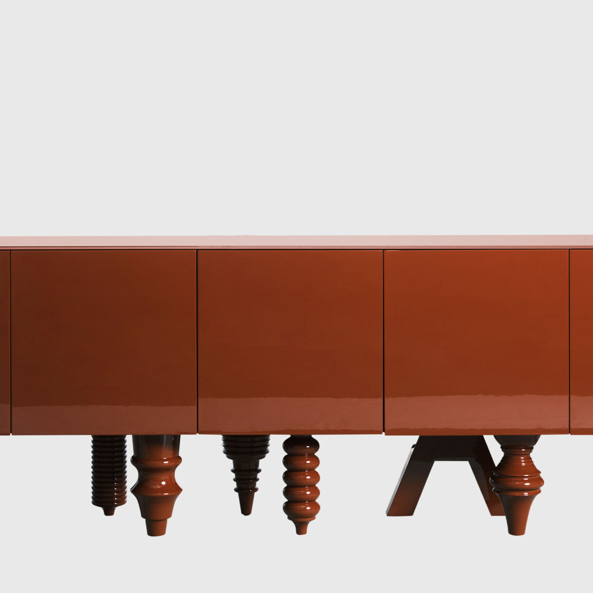 Multileg Cabinet, High Gloss Berry Red