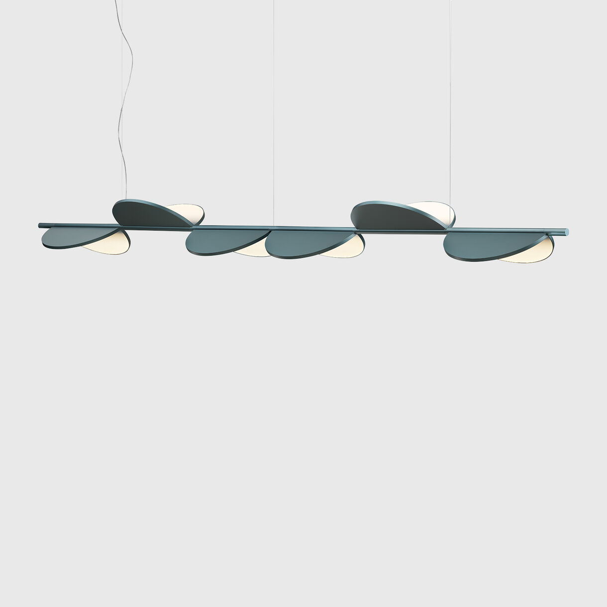 Almendra Linear S6 Suspension Lamp, Bay Blue Metallised