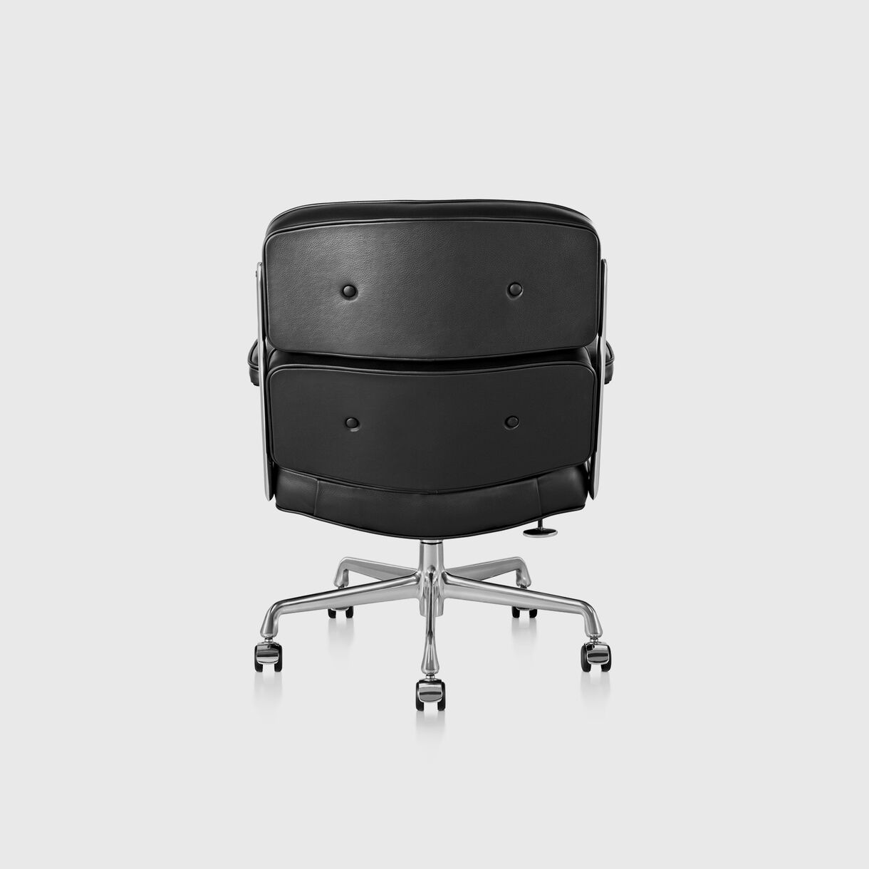 Eames Executive Chair with Casters - Black Leather & Polished Aluminium Frame