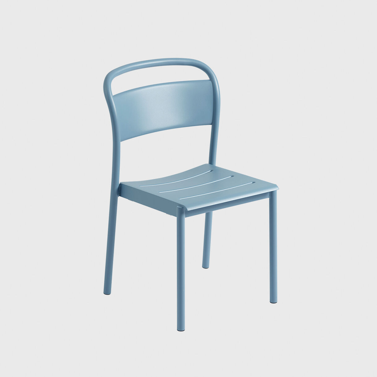 Linear Steel Side Chair, Pale Blue