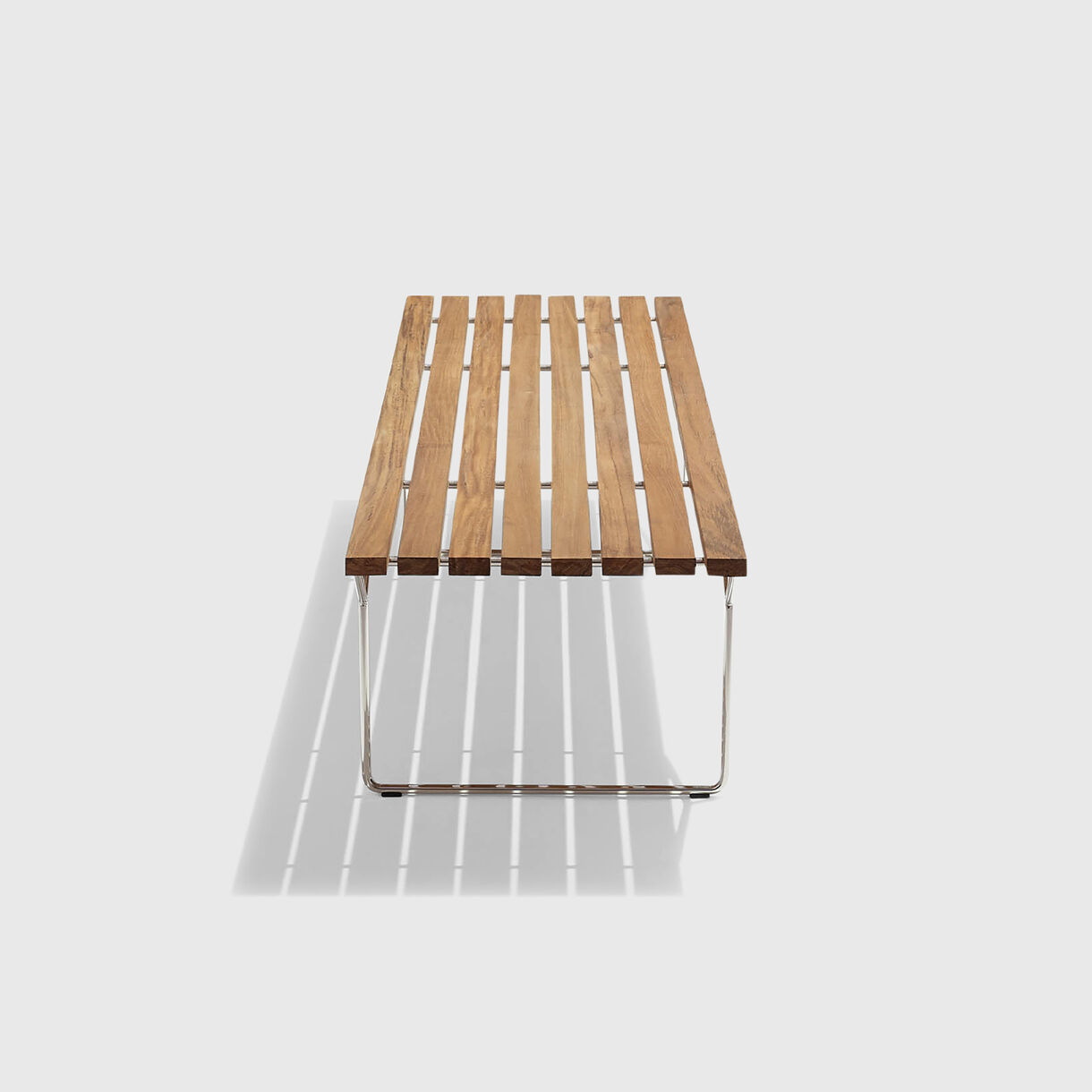 Bertoia Bench, Teak, Stainless Steel