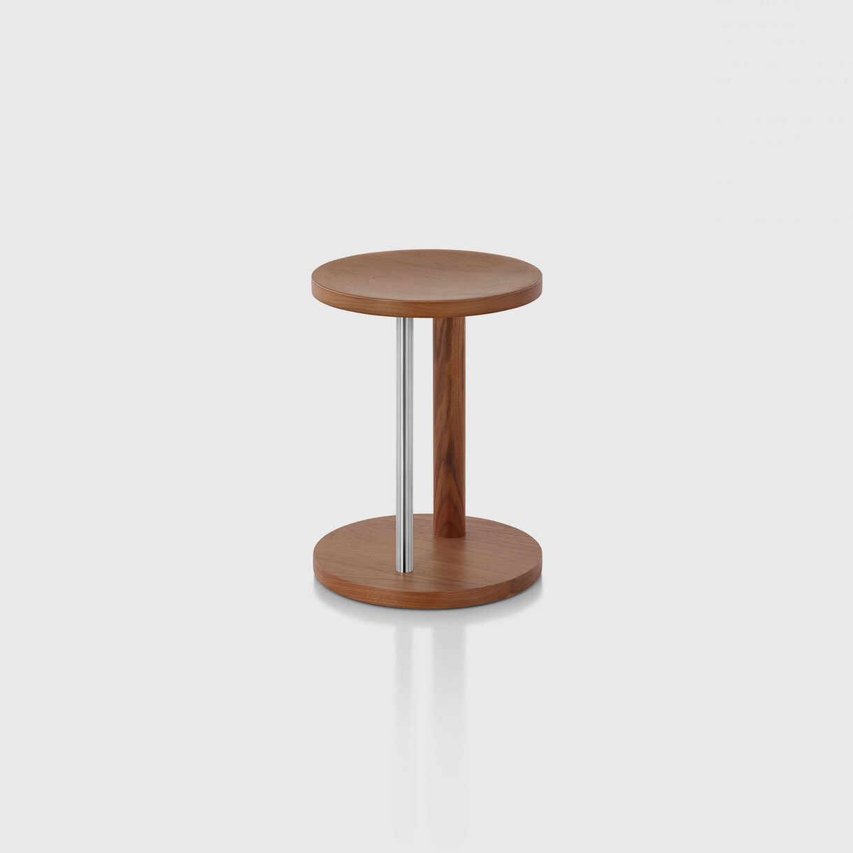 Spot Low Stool, Walnut & Chrome