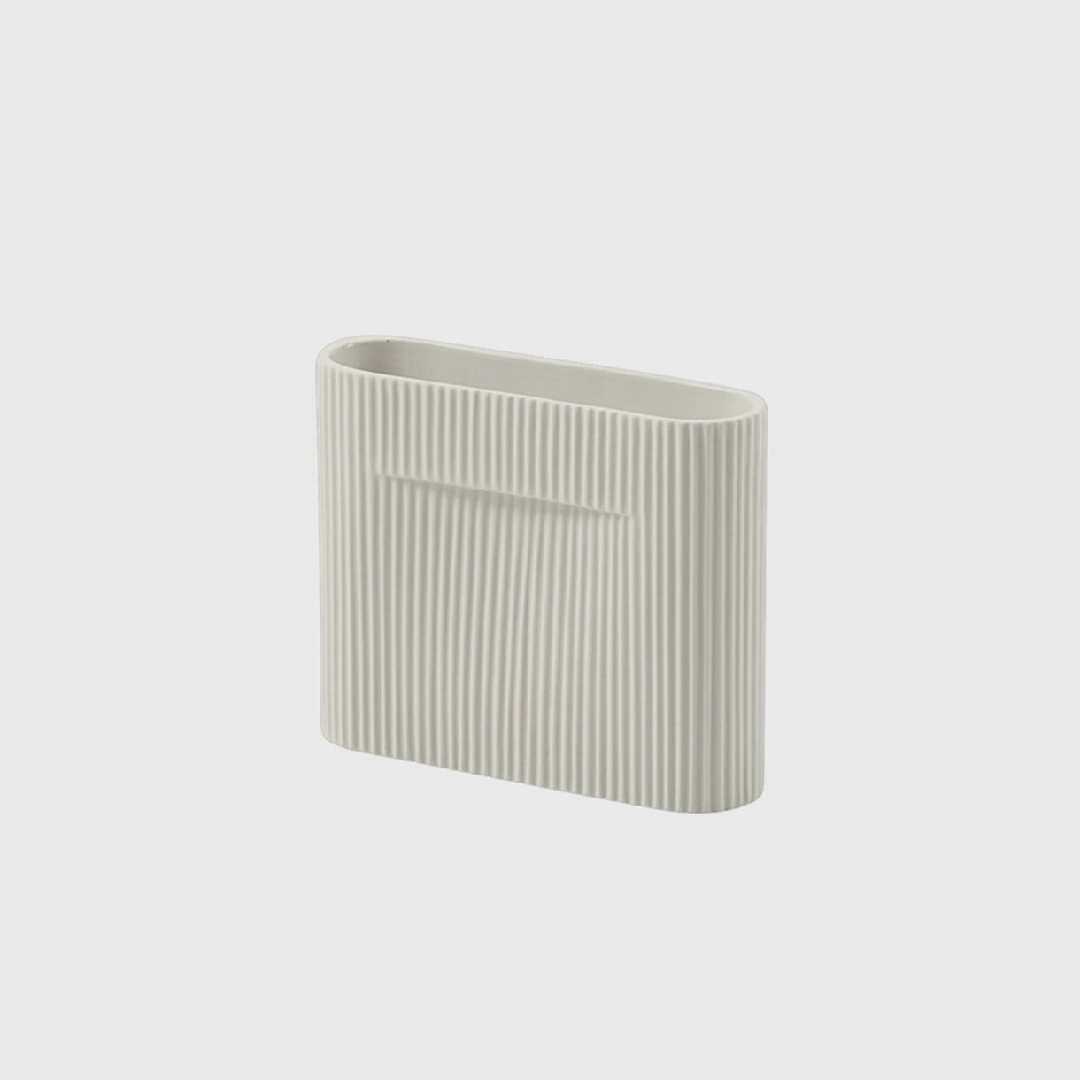 Ridge Vase, Low, Off-White