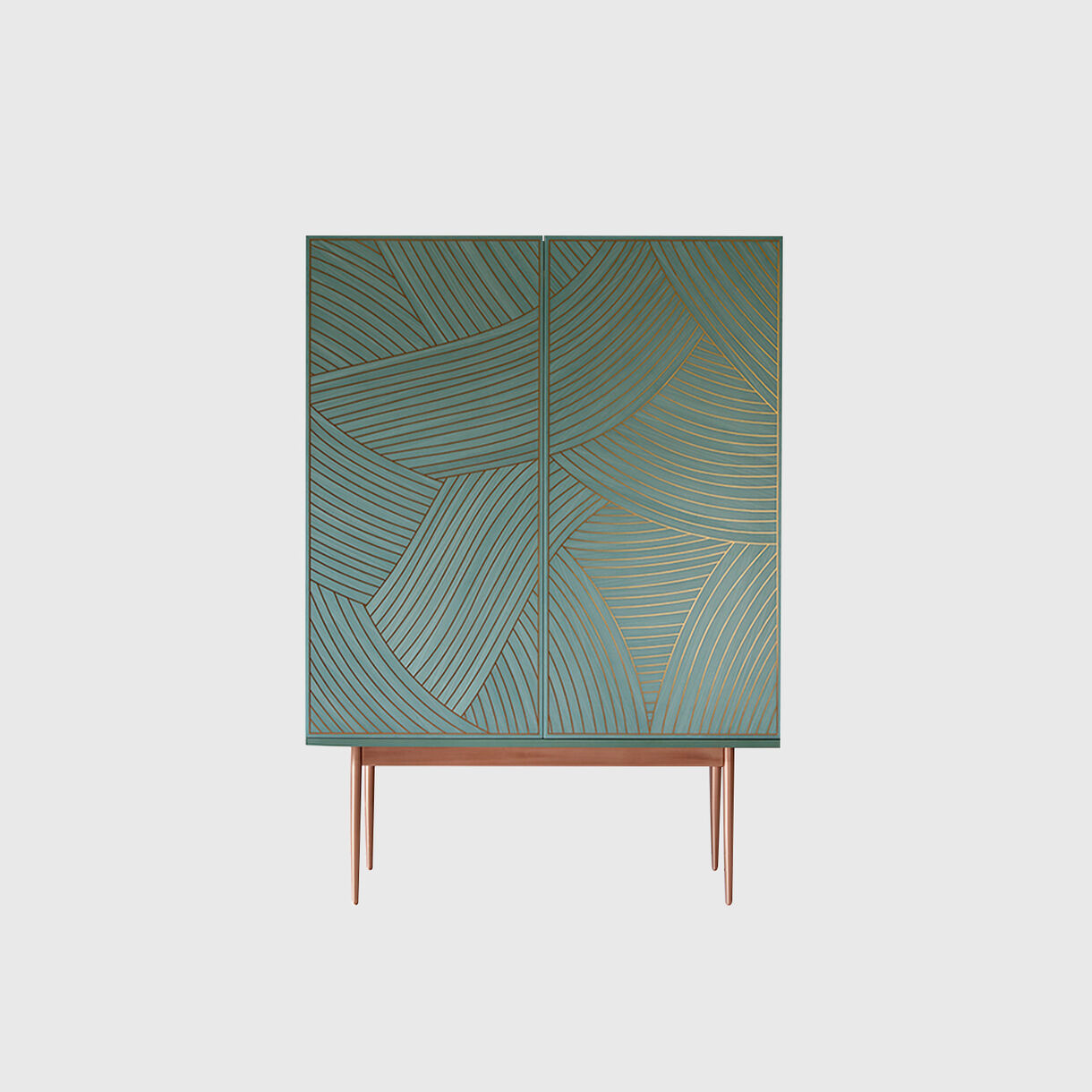Dhow Bar Cabinet, Teal, Copper, Closed