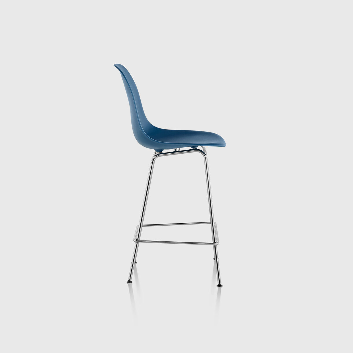 Eames Moulded Plastic Counter Stool, Peacock Blue & Chrome