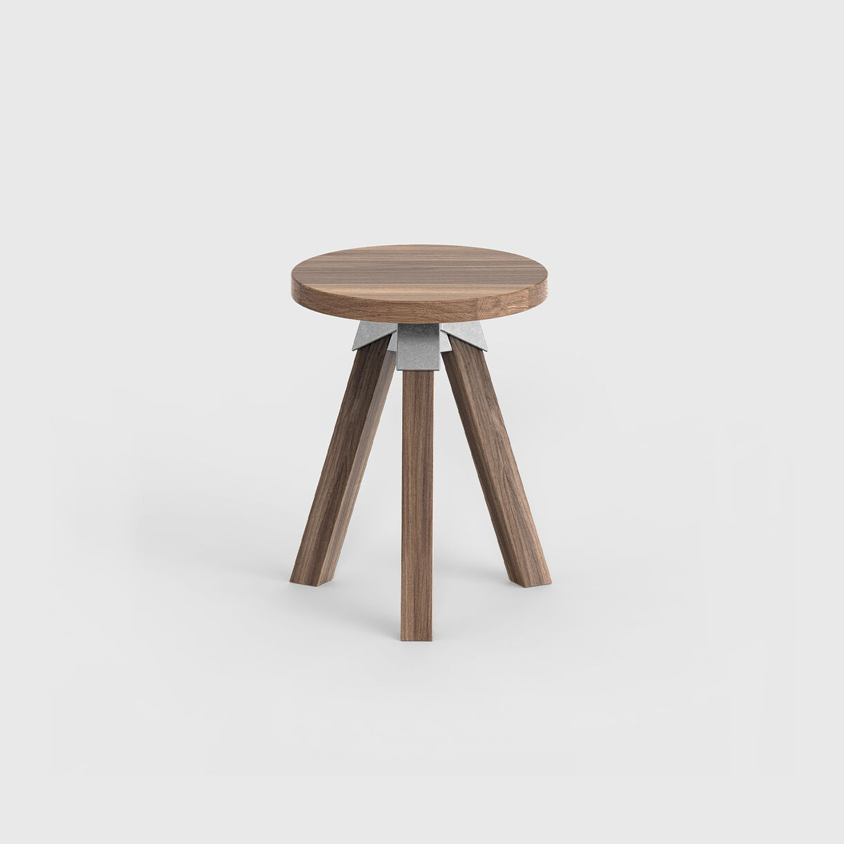 A-Joint Stool, Low, Walnut & Aluminium