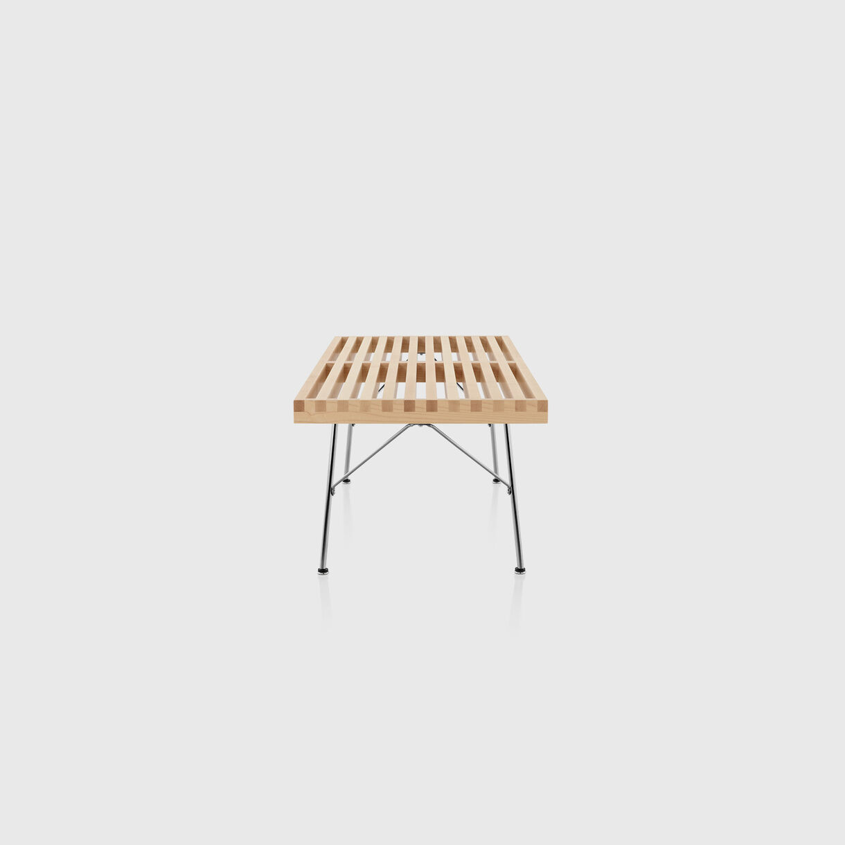 Nelson Platform Bench, Metal Base, 48", Natural Maple & Chrome