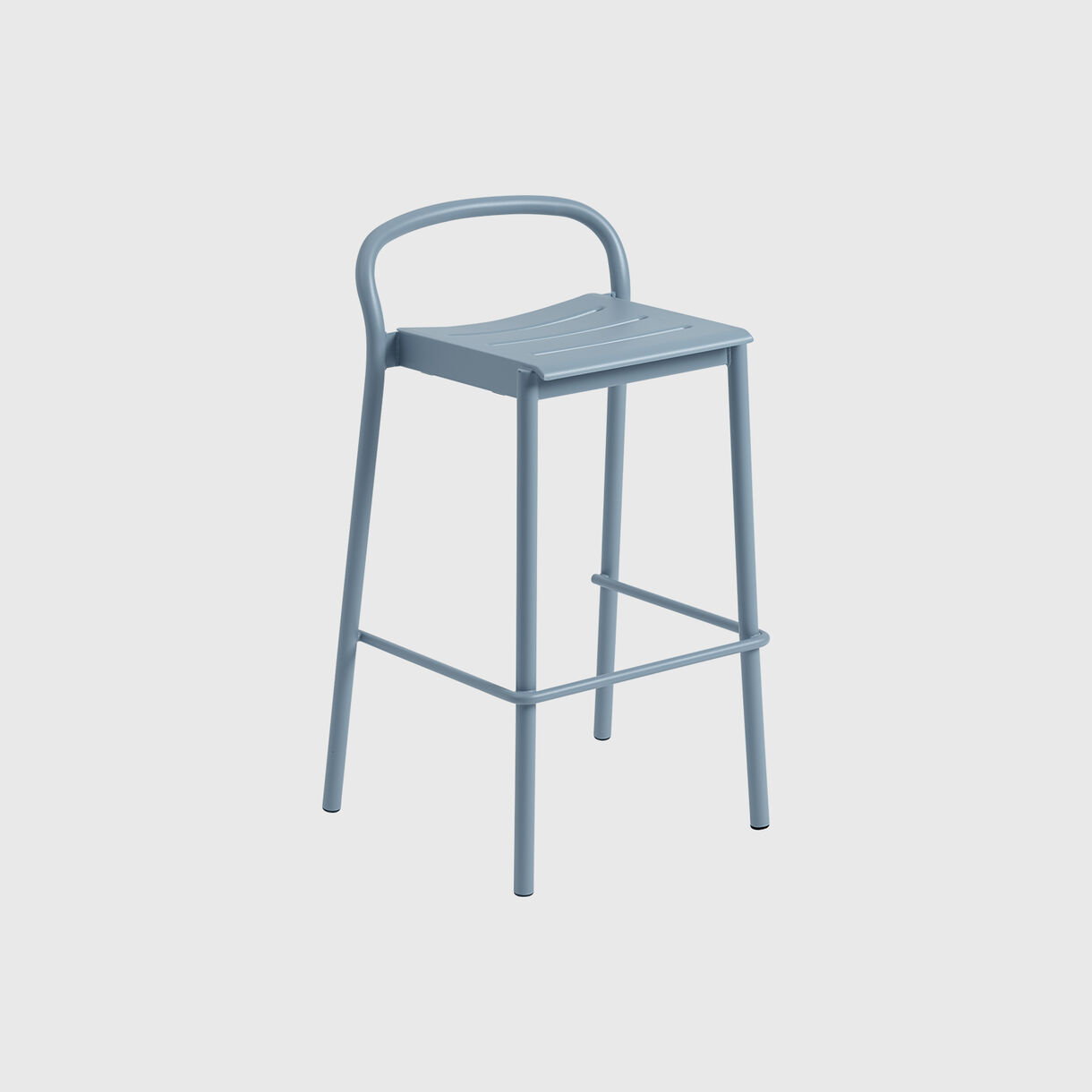 Linear Steel Stool, Bar, Pale Blue