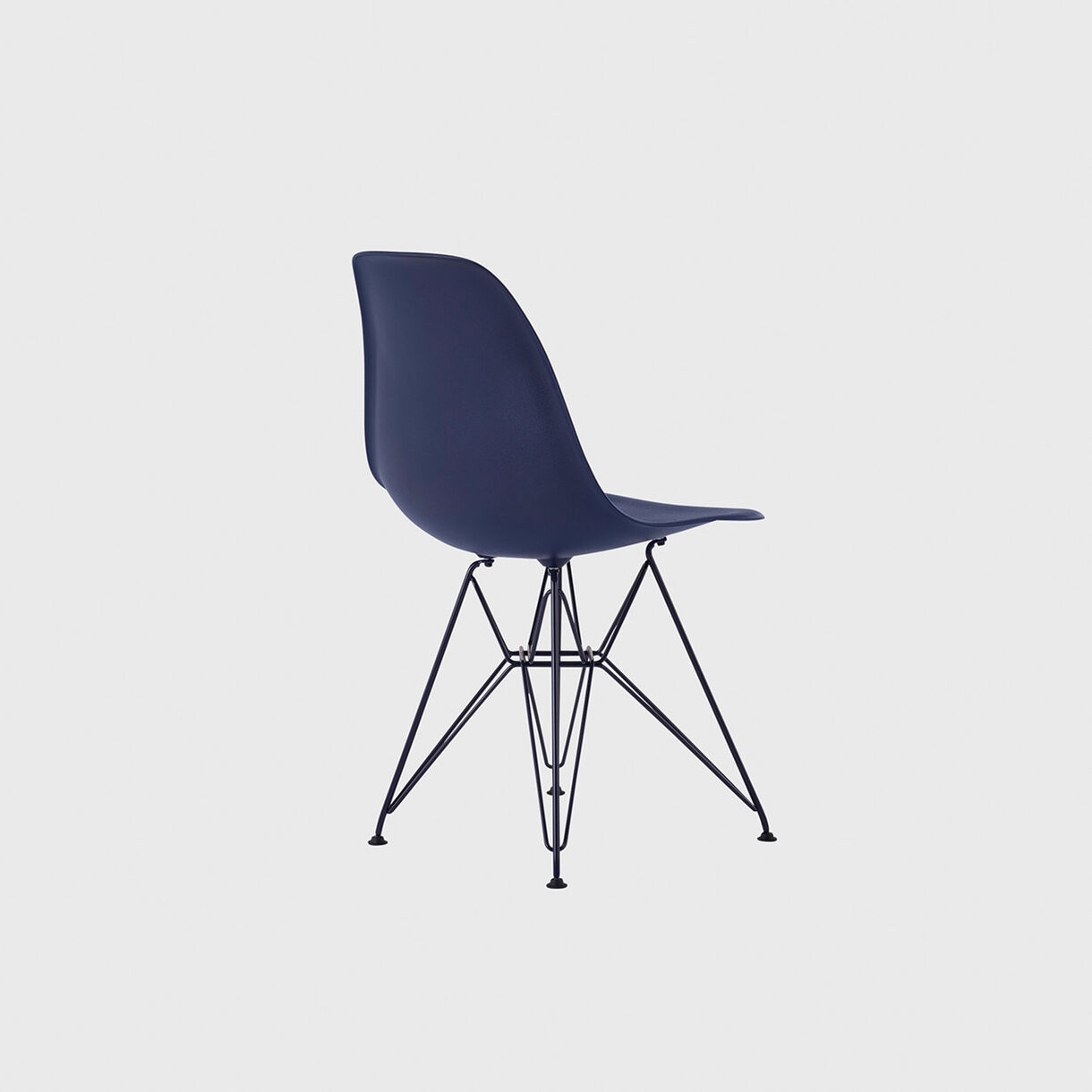 HM x Hay Eames Moulded Plastic Side Chair, Wire Base, Black Blue