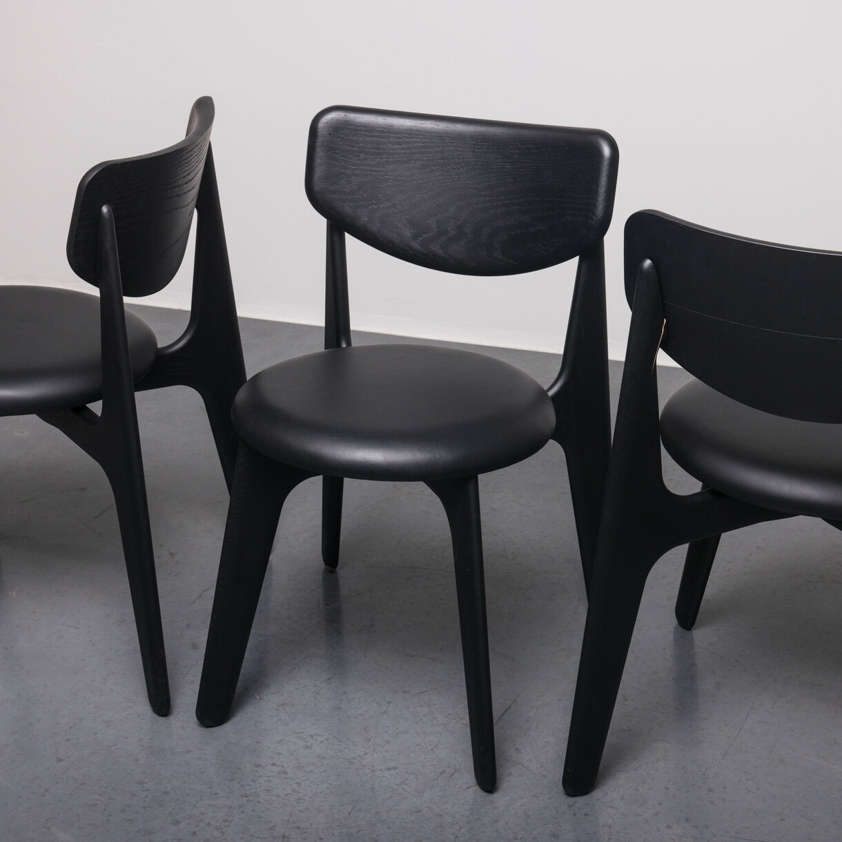 Slab Side Chair, Black Stained Birch and Upholstery