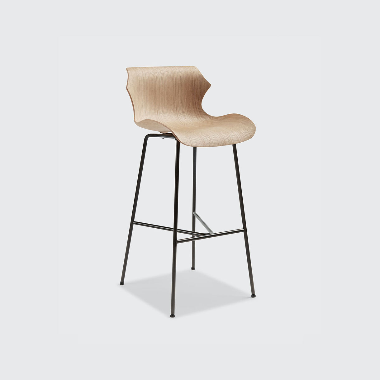 Petal Metal Base Bar Stool, Raw Oak